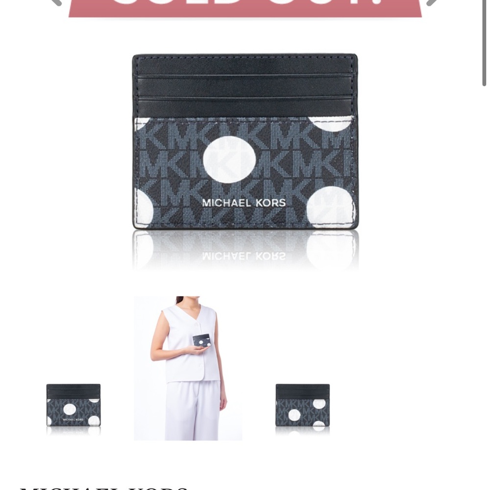 Michael Kors Black and White Polka Dot Card Holder